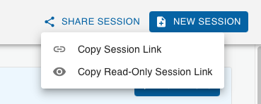 Screenshot of share session dropdown
